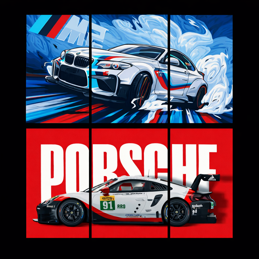 Sports Car Panel Wall Art Posters – Automotive Aesthetic Wall Decor (Multiple Variants)