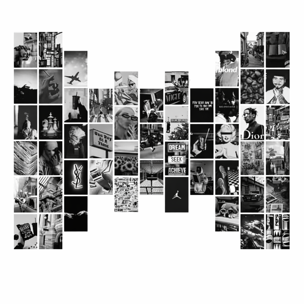 Aesthetic Wall Collage Poster Set – Black & White Pinterest Room Decor