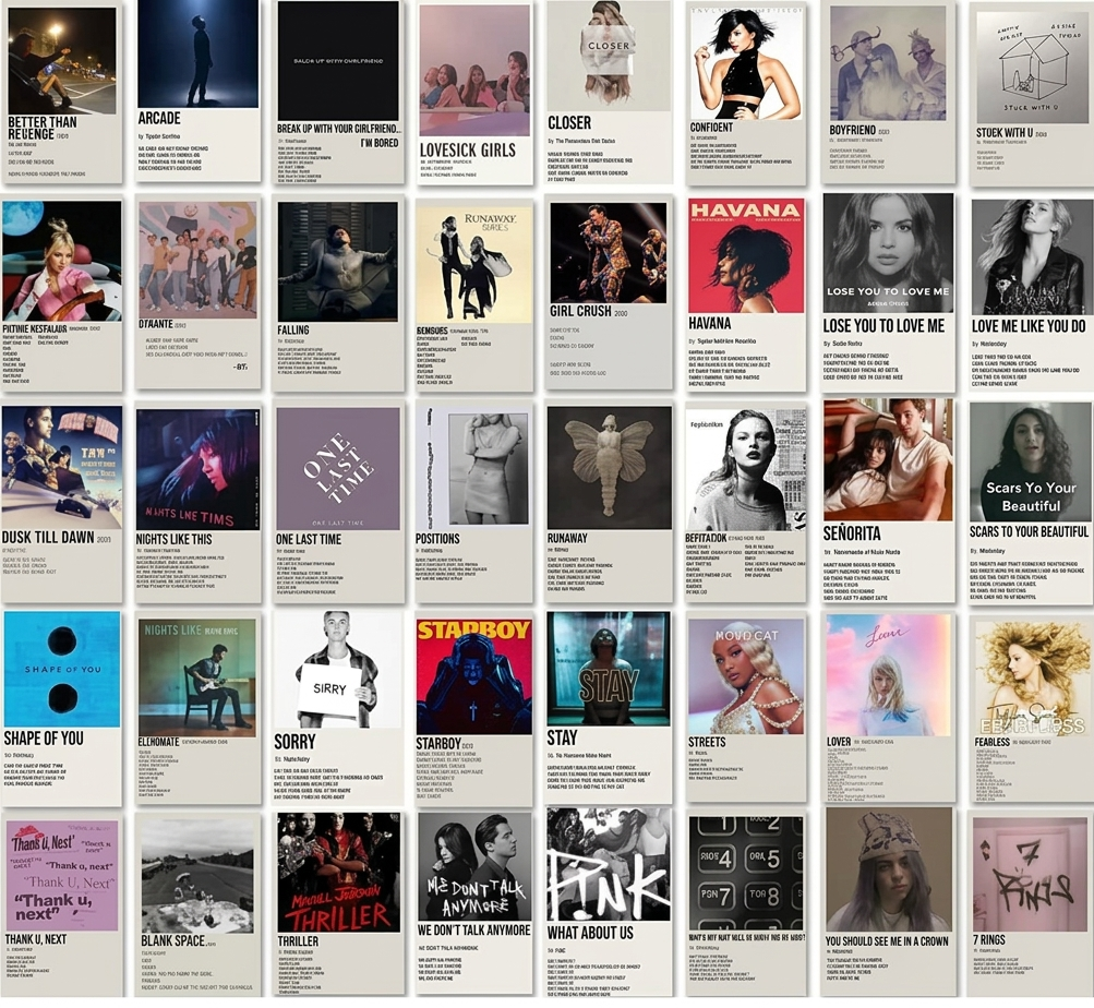 Aesthetic Album Cover Poster Set –  (4×6 inch) Music Wall Collage