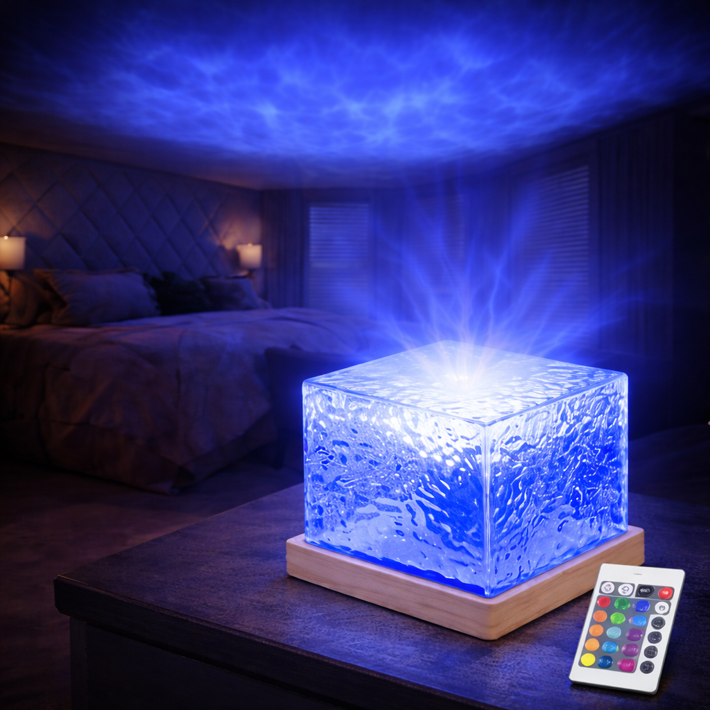 AquaRipple™ RGB Water Wave Projection Lamp – 16 Color Ambient Mood Light