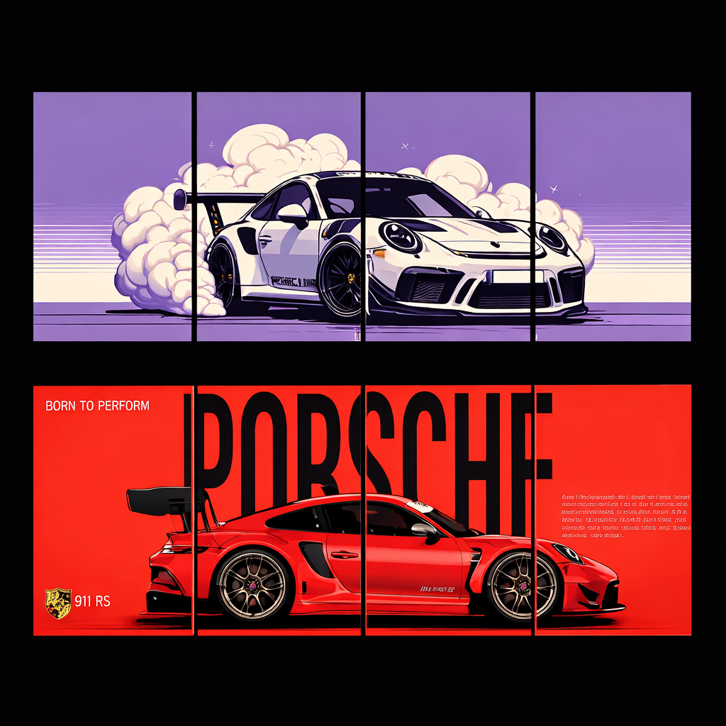 Sports Car Panel Wall Art Posters – Automotive Aesthetic Wall Decor (Multiple Variants)