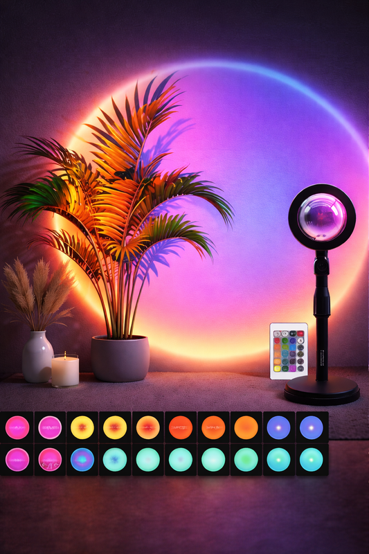 Sunset Aura Lamp – 16 Color RGB Projection Light for Aesthetic Rooms