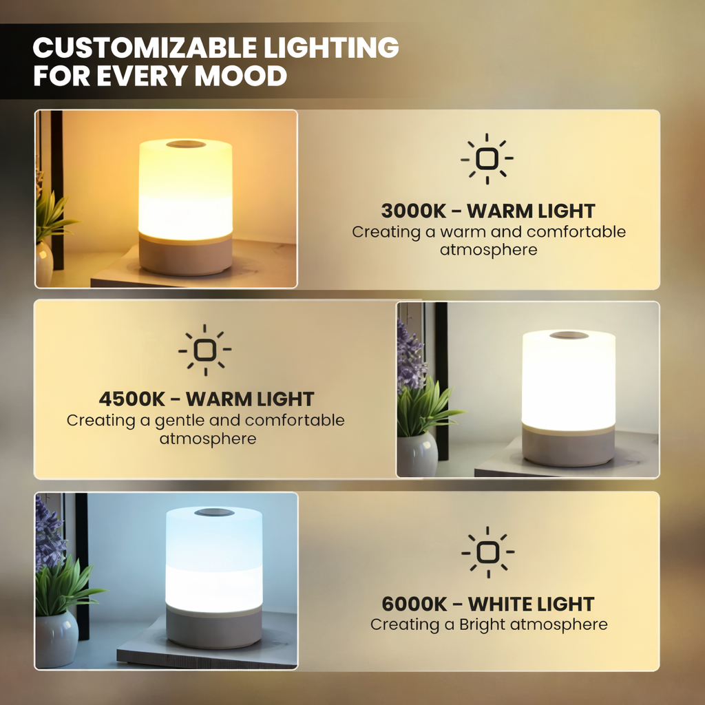 Minimal Touch Control LED Lamp – Ambient Bedside Lighting