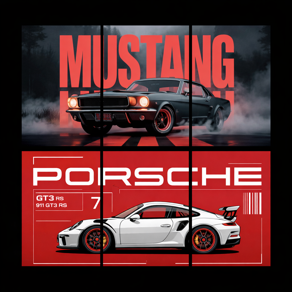 Sports Car Panel Wall Art Posters – Automotive Aesthetic Wall Decor (Multiple Variants)