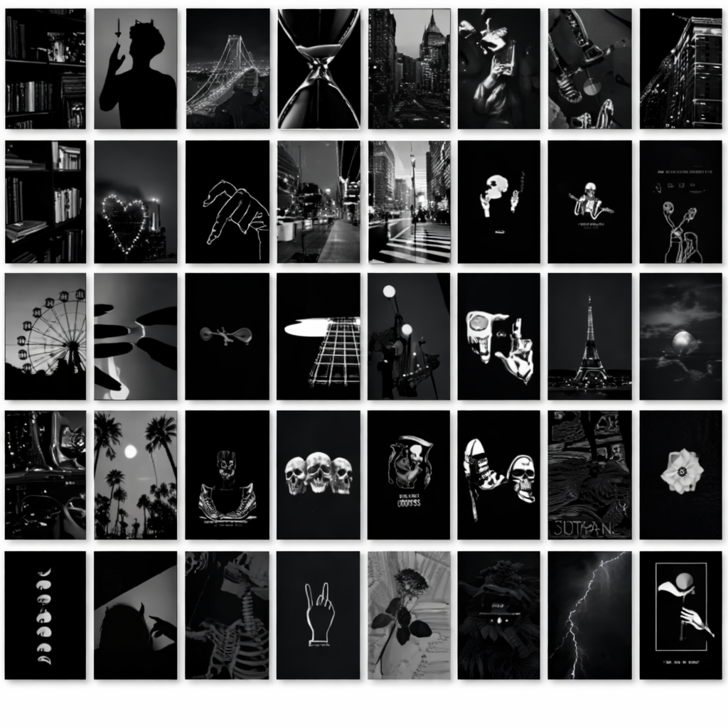 Aesthetic Wall Collage Poster Set – Black & White Pinterest Room Decor