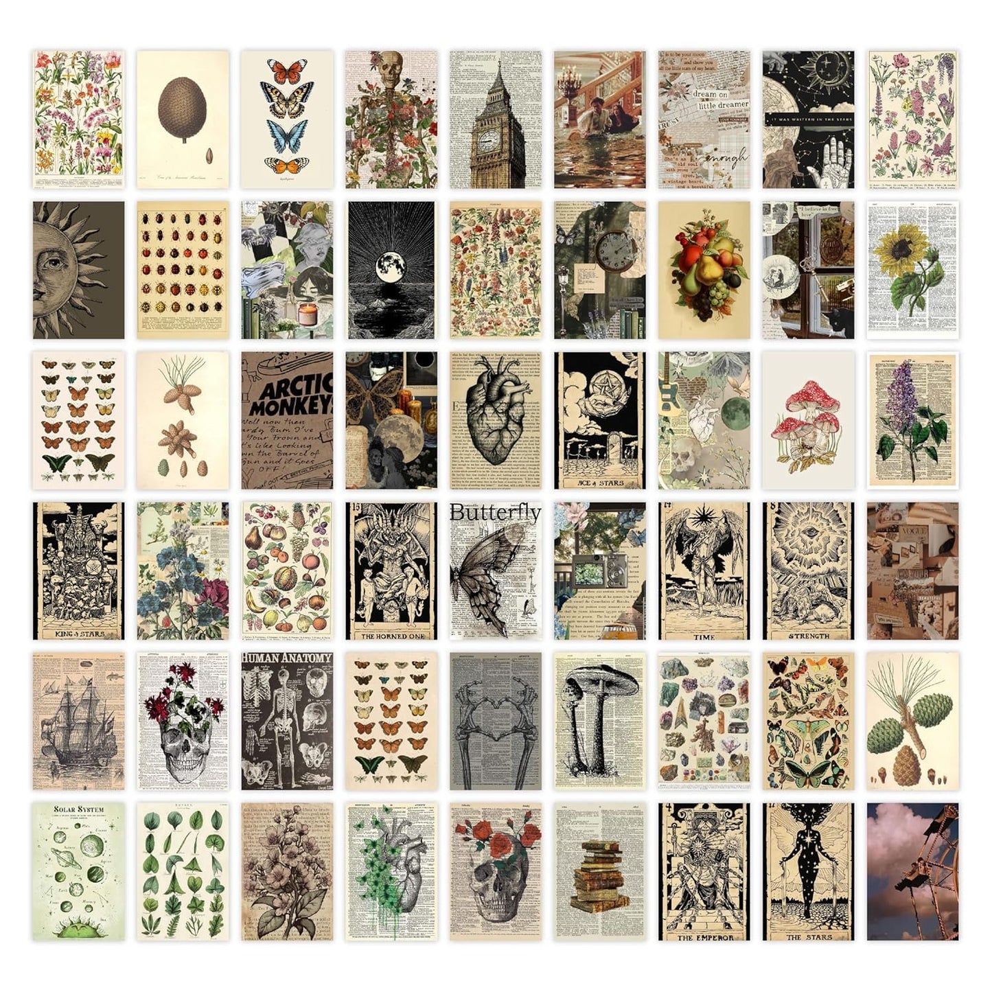 Brown & Beige Aesthetic Wall Collage Kit – Dark Neutral Photo Cards for Room Decor | Multiple Pack Sizes
