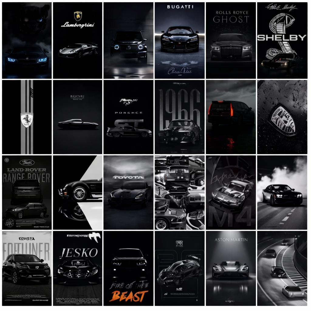 Car Aesthetic Wall Collage Posters – Sports Car Room Decor Cards (Multiple Pack Sizes)