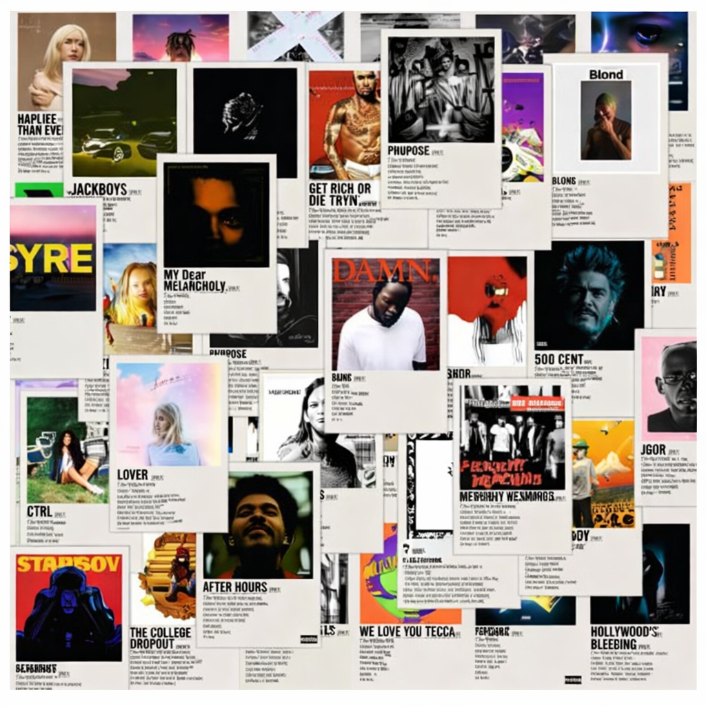 Aesthetic Album Cover Poster Set –  (4×6 inch) Music Wall Collage